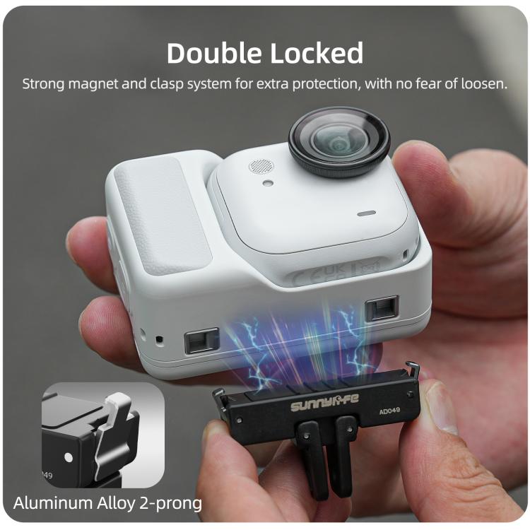 Adaptador de liberación rápida magnético Sunnylife para Insta360 GO Ultra, base plegable, adaptador de doble garra de 1/4., AD049 For Insta360 GO Ultra