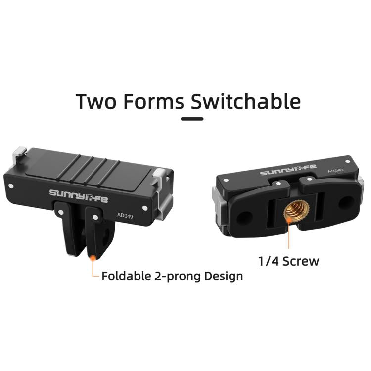 Adaptador de liberación rápida magnético Sunnylife para Insta360 GO Ultra, base plegable, adaptador de doble garra de 1/4., AD049 For Insta360 GO Ultra