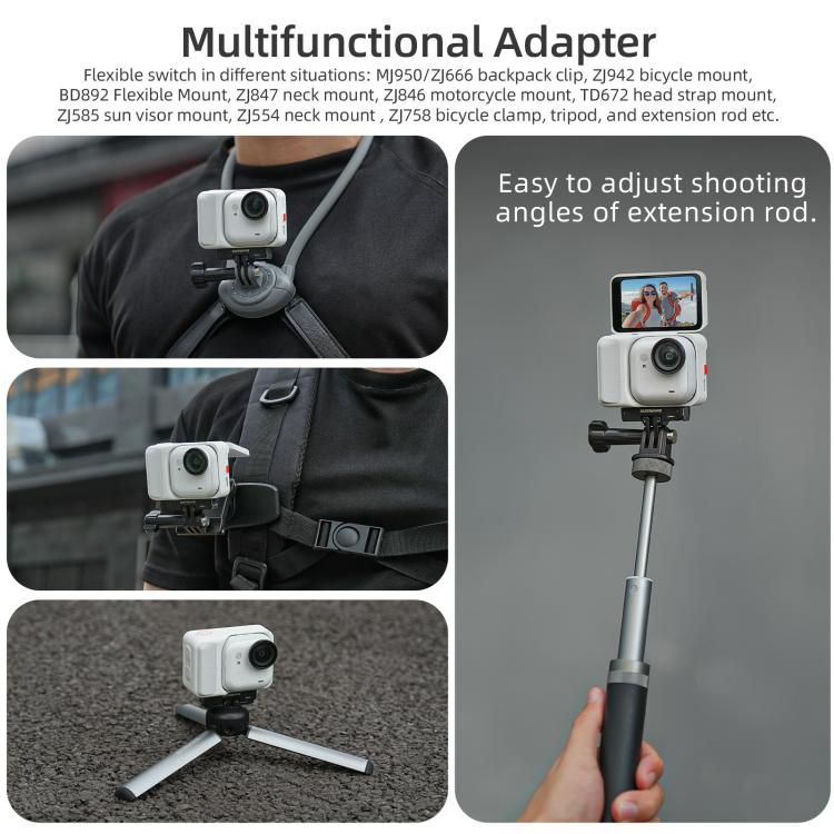 Adaptador de liberación rápida magnético Sunnylife para Insta360 GO Ultra, base plegable, adaptador de doble garra de 1/4., AD049 For Insta360 GO Ultra