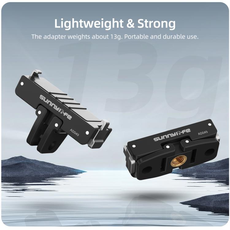 Adaptador de liberación rápida magnético Sunnylife para Insta360 GO Ultra, base plegable, adaptador de doble garra de 1/4., AD049 For Insta360 GO Ultra