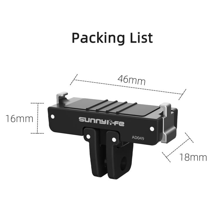 Adaptador de liberación rápida magnético Sunnylife para Insta360 GO Ultra, base plegable, adaptador de doble garra de 1/4., AD049 For Insta360 GO Ultra