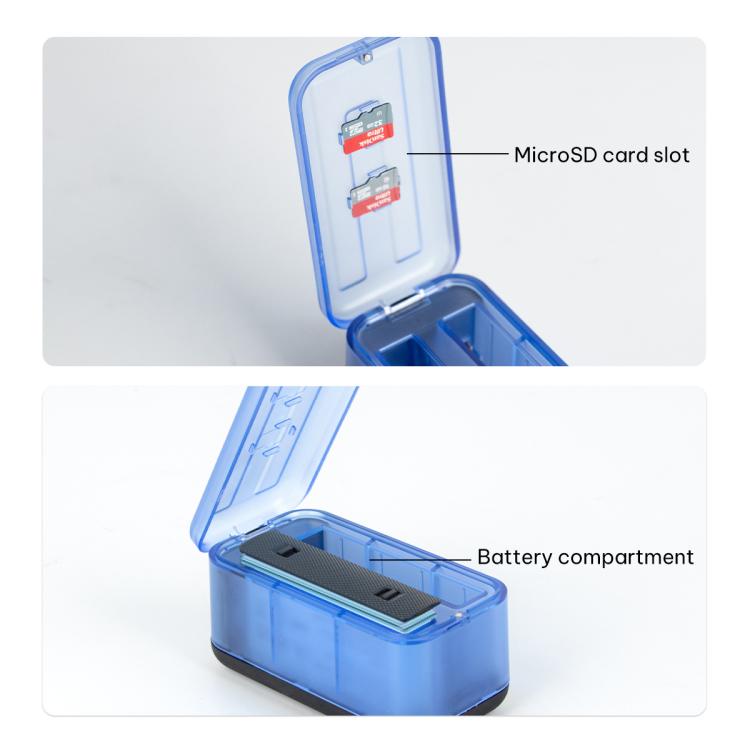 Caja de almacenamiento con cargador de batería de doble canal para Insta360 X4 Air y centro de carga con indicadores LED., For Insta360 X4 Air (Transparent)