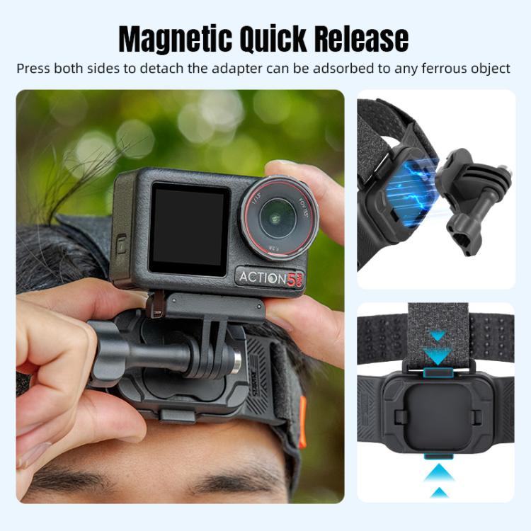STARTRC Correa ajustable para la cabeza, magnética y ecológica, con soporte para vídeo POV, compatible con GoPro, Insta360, DJI Osmo Action y otras cámaras de acción., Magnetic Vlog POV Mount Belt