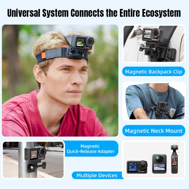 STARTRC Correa ajustable para la cabeza, magnética y ecológica, con soporte para vídeo POV, compatible con GoPro, Insta360, DJI Osmo Action y otras cámaras de acción., Magnetic Vlog POV Mount Belt