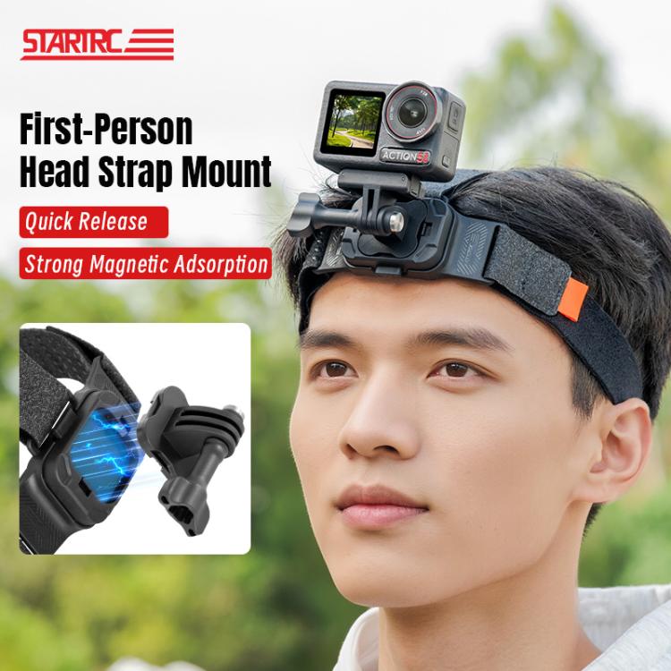 STARTRC Correa ajustable para la cabeza, magnética y ecológica, con soporte para vídeo POV, compatible con GoPro, Insta360, DJI Osmo Action y otras cámaras de acción., Magnetic Vlog POV Mount Belt