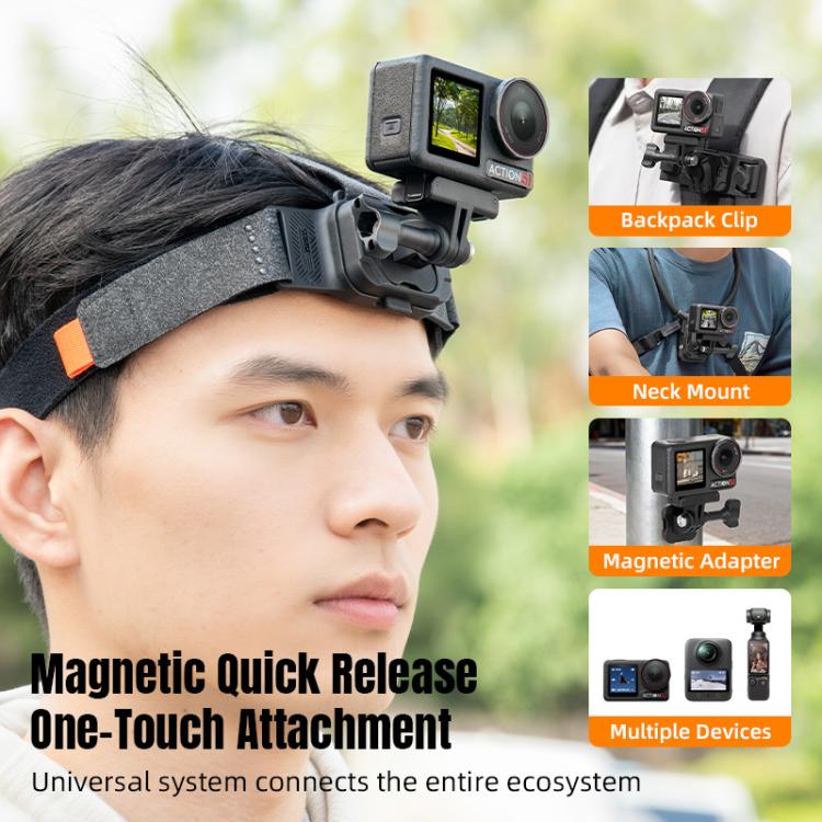 STARTRC Correa ajustable para la cabeza, magnética y ecológica, con soporte para vídeo POV, compatible con GoPro, Insta360, DJI Osmo Action y otras cámaras de acción., Magnetic Vlog POV Mount Belt