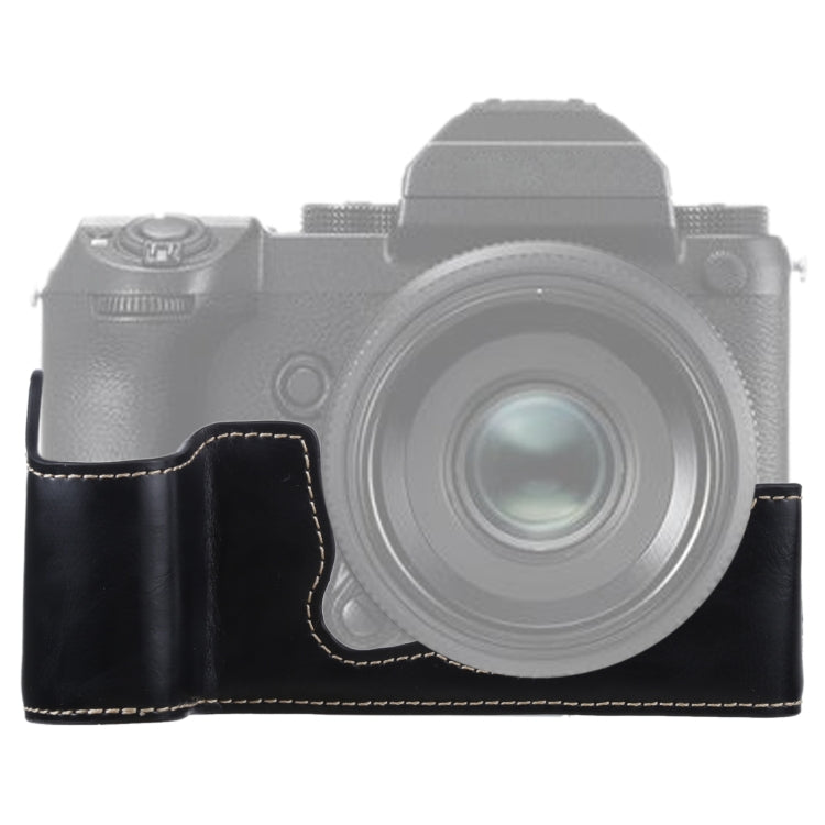 Base de media funda para cámara de cuero PU con rosca de 1/4 de pulgada para FUJIFILM GFX 50S, For FUJIFILM GFX 50S