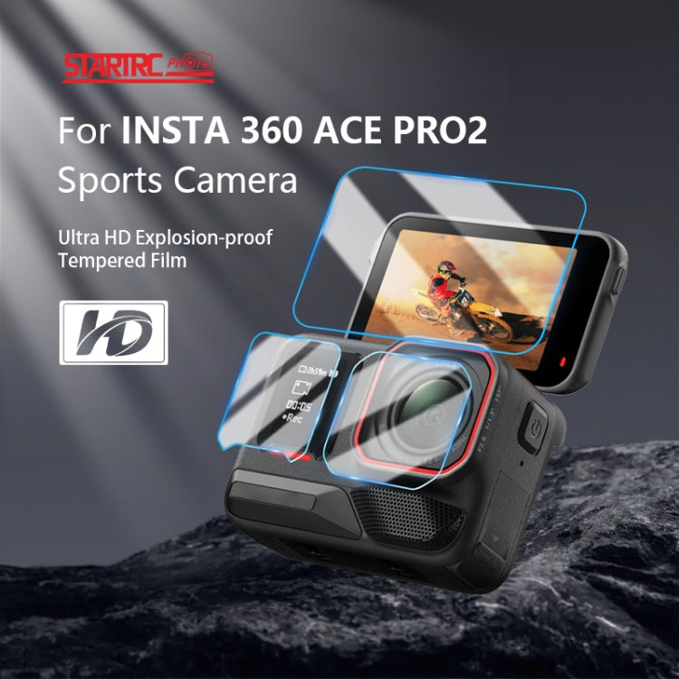 Para Insta360 Ace Pro 2 STARTRC 2 juegos 3 en 1 Pantalla trasera y delantera + película de vidrio templado para lente, For Insta360 Ace Pro 2