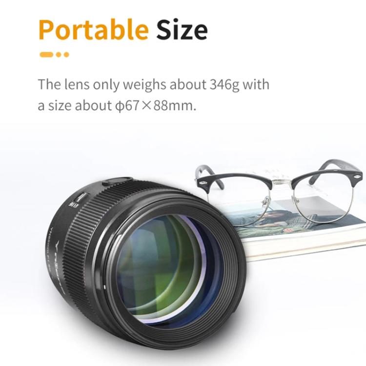 Objetivo fijo YONGNUO YN85MM F1.8S DSM para Sony ILCE-7M4 / ILCE-7SM3 con montura E y formato completo., YN85mm F1.8S