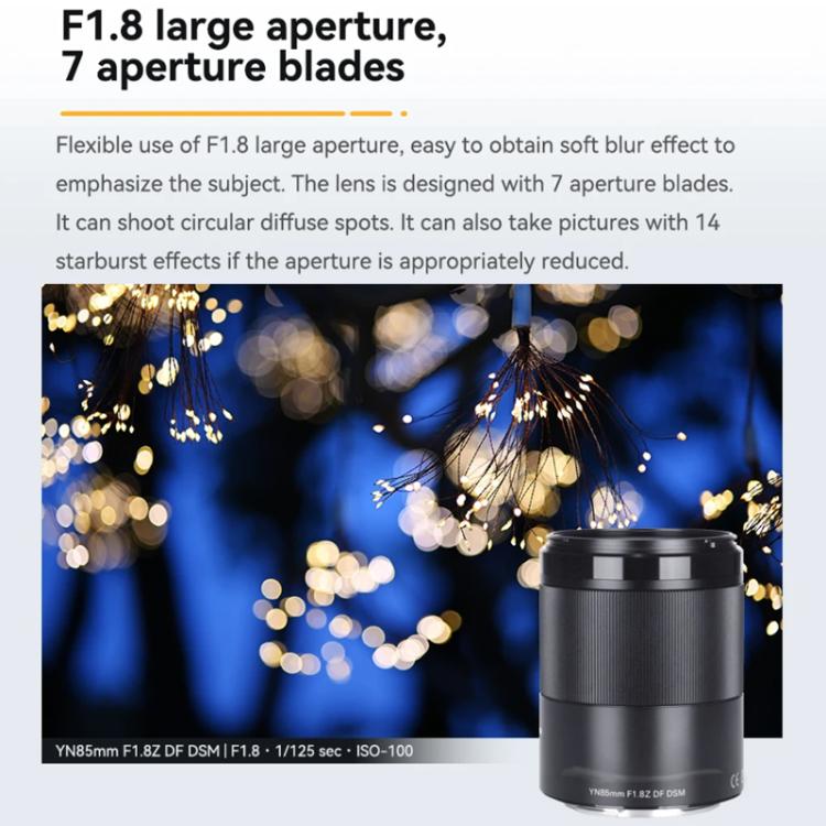 Objetivo YONGNUO YN85mm F1.8Z DF DSM para Nikon Z6II / Z7II con montura Z y formato completo., YN85mm F1.8Z
