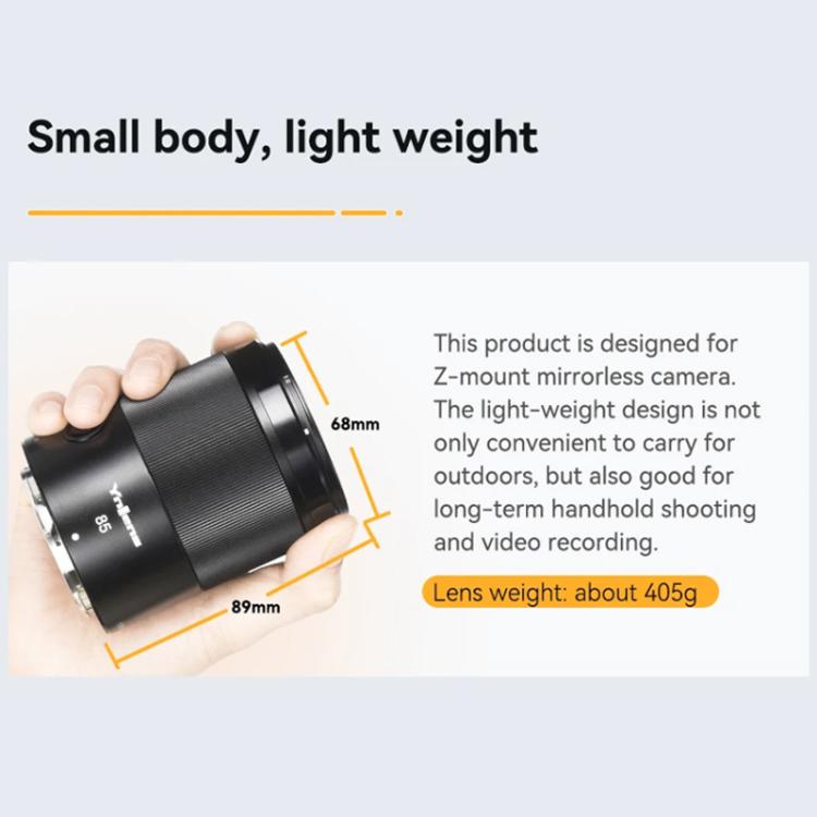 Objetivo YONGNUO YN85mm F1.8Z DF DSM para Nikon Z6II / Z7II con montura Z y formato completo., YN85mm F1.8Z