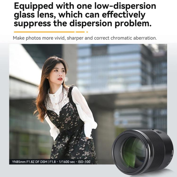 Objetivo YONGNUO YN85mm F1.8Z DF DSM para Nikon Z6II / Z7II con montura Z y formato completo., YN85mm F1.8Z