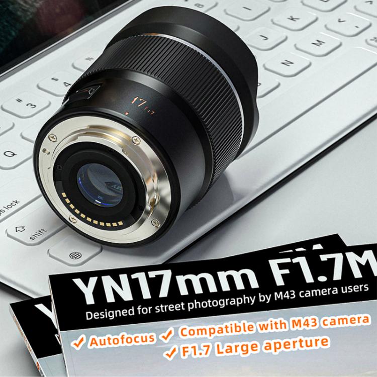 Objetivo YONGNUO YN17mm F1.7M con montura M4/3 para cámaras sin espejo, YN17mm F1.7M