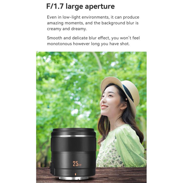 Objetivo YONGNUO YN25mm F1.7M STM con montura M4/3 para Panasonic/Olympus, YN25mm F1.7M