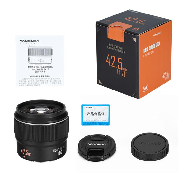 Objetivo YONGNUO YN42.5mm F1.7M II con montura M4/3 de focal fija estándar, YN42.5mm F1.7M II