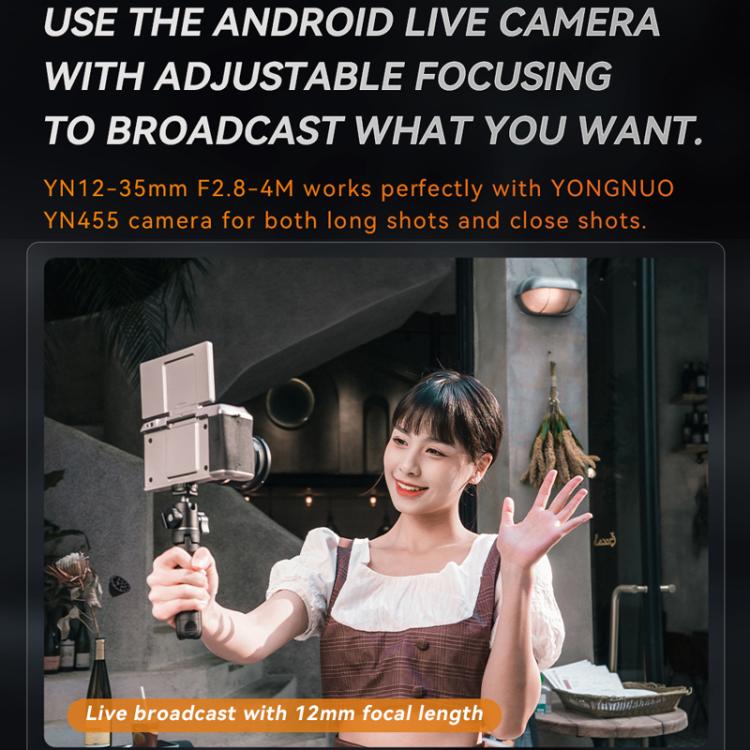 Objetivo zoom estándar YONGNUO YN12-35mm F2.8-4M con montura M4/3 y función macro., YN12-35mm F2.8-4M