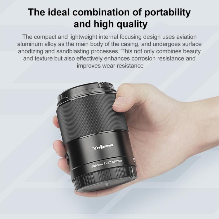 Objetivo fijo estándar YONGNUO YN50mm F1.8Z DF DSM de fotograma completo con enfoque automático para cámaras sin espejo con montura Nikon Z., YN50mm F1.8Z Full Frame