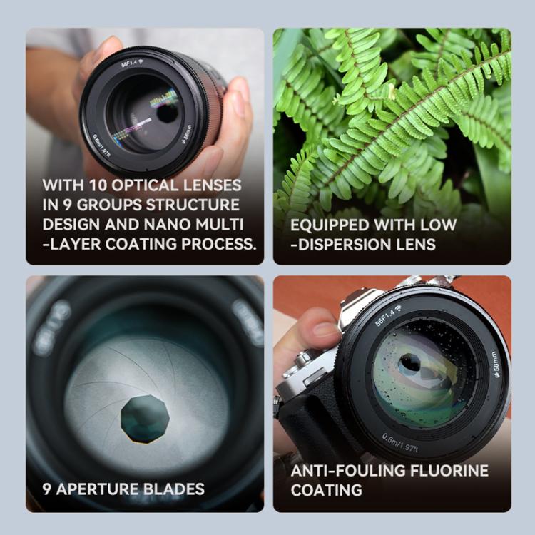 Objetivo YONGNUO YN56mm F1.4Z DA DSM WL Pro para formato APS-C con control remoto para montura Nikon Z, YN56mm F1.4Z DA DSM WL Pro