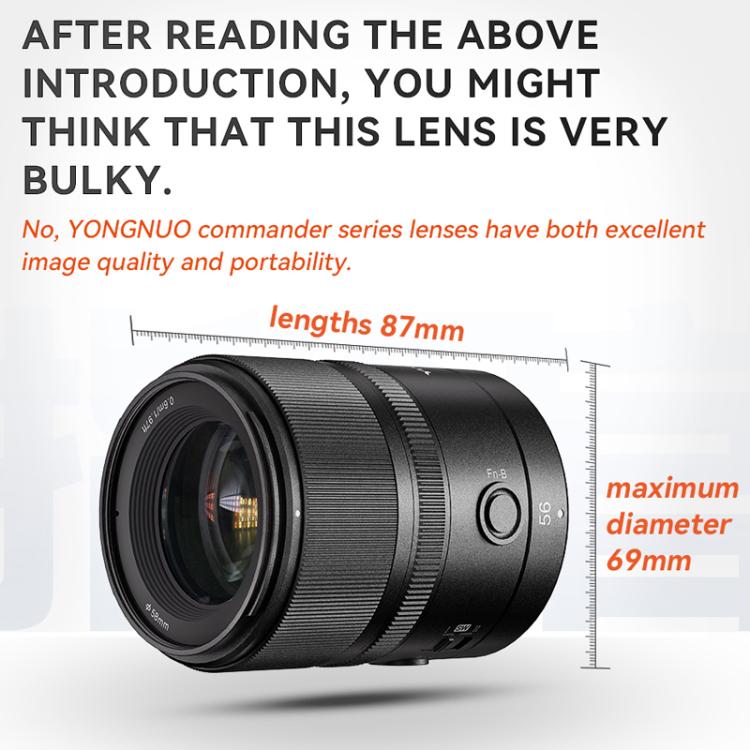 Objetivo YONGNUO YN56mm F1.4Z DA DSM WL Pro para formato APS-C con control remoto para montura Nikon Z, YN56mm F1.4Z DA DSM WL Pro
