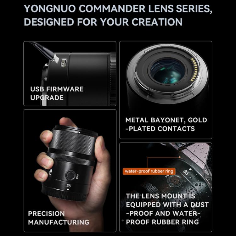 Objetivo YONGNUO YN56mm F1.4Z DA DSM WL Pro para formato APS-C con control remoto para montura Nikon Z, YN56mm F1.4Z DA DSM WL Pro