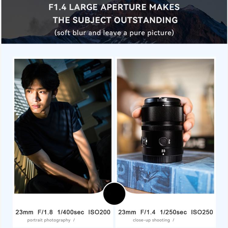 Objetivo YONGNUO YN23mm F1.4Z DA DSM WL Pro para formato APS-C con control remoto para montura Nikon Z, YN23mm F1.4Z DA DSM WL Pro