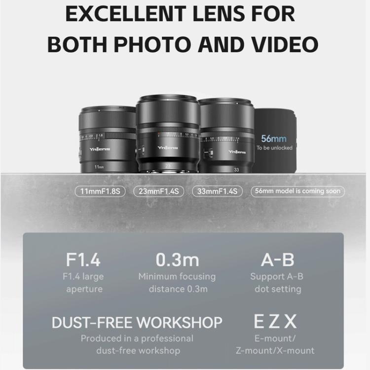 Objetivo YONGNUO YN23mm F1.4S DA DSM WL Pro para formato APS-C con control remoto para montura Sony E., YN23mm F1.4S DA DSM WL Pro
