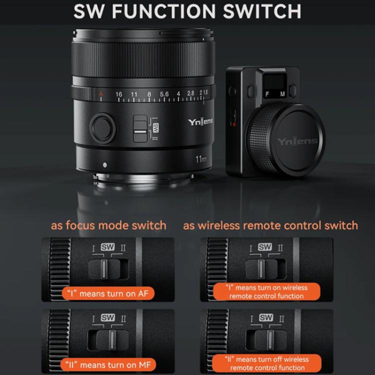 Objetivo ultra gran angular YONGNUO YN11mm F1.8S DA DSM WL para formato APS-C con control remoto para montura Sony E., YN11mm F1.8S DA DSM WL