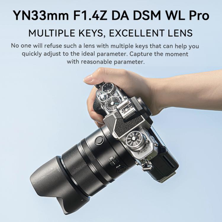 Objetivo YONGNUO YN33mm F1.4Z DA DSM WL Pro para formato APS-C con control remoto para montura Nikon Z, YN33mm F1.4Z DA DSM WL Pro
