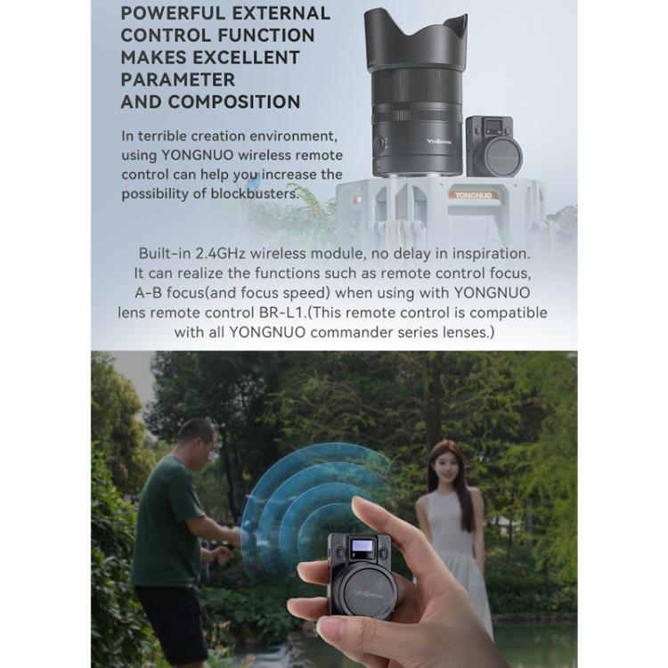 Objetivo YONGNUO YN33mm F1.4Z DA DSM WL Pro para formato APS-C con control remoto para montura Nikon Z, YN33mm F1.4Z DA DSM WL Pro