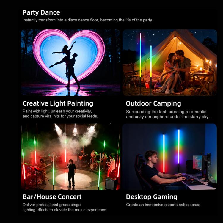 LUXCeO Mood1 Pro, barra LED RGB de 90 cm con efecto de ambiente colorido y ritmo, luz de relleno para vídeo y fotografía, sin trípode., 90cm