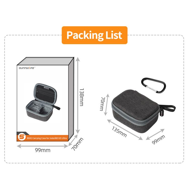 Bolsa de almacenamiento protectora portátil estándar Sunnylife para Insta360 GO Ultra, For Insta360 GO Ultra
