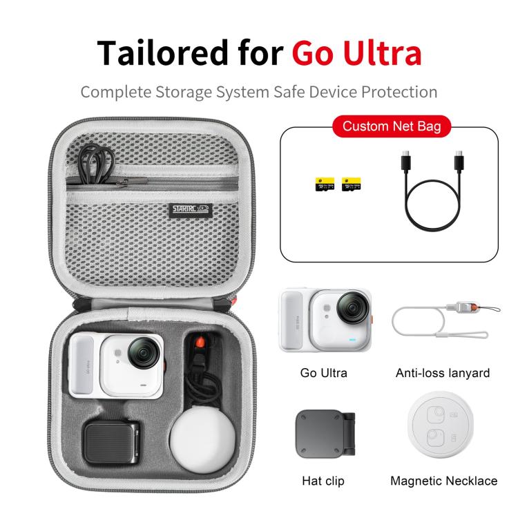 Para la Insta360 GO Ultra STARTRC Standard, caja protectora portátil y bolsa de almacenamiento de PU con textura de diamante., For Insta360 GO Ultra