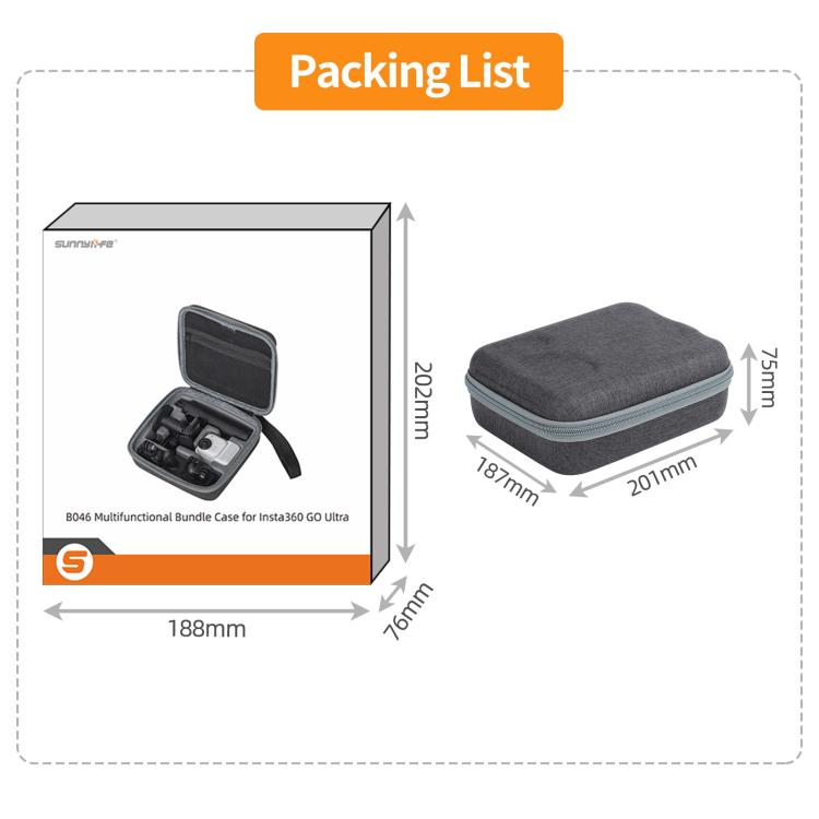 Para la Insta360 GO Ultra, kit completo Sunnylife, caja protectora portátil y bolsa de almacenamiento., For Insta360 GO Ultra