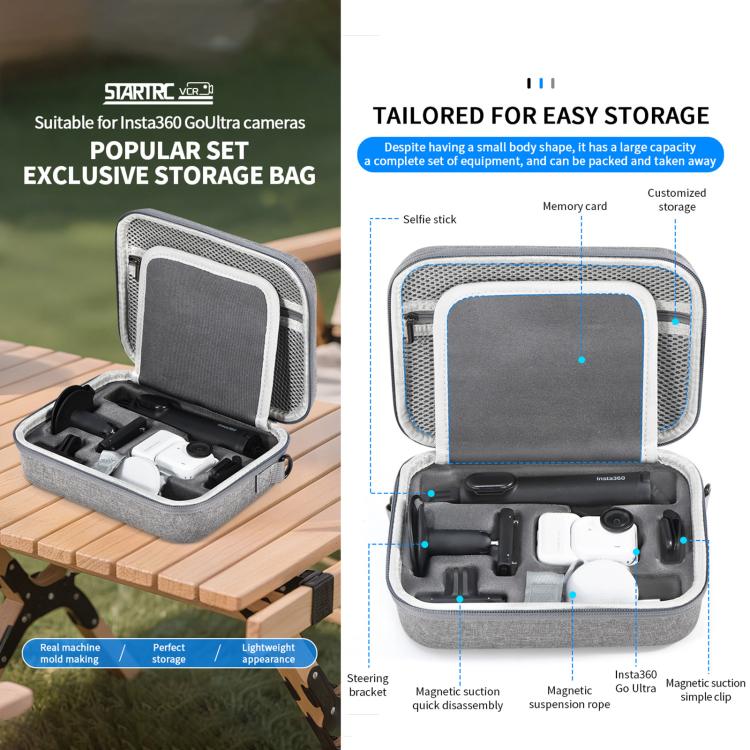 Para el kit completo Insta360 Go Ultra STARTRC, bolso de mano portátil, bolso de hombro y bolsa de almacenamiento de nailon., For Insta360 Go Ultra