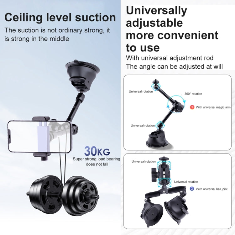 Soporte de abrazadera para teléfono con brazo mágico de fricción articulada con ventosa única, Single Suction Cup Magic Arm