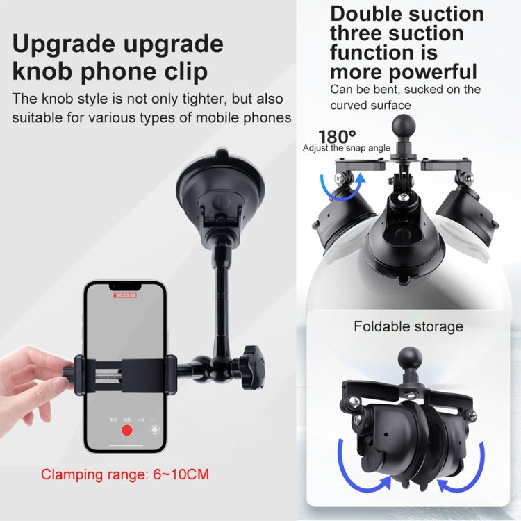 Soporte de abrazadera para teléfono con brazo mágico de fricción articulada con ventosa única, Single Suction Cup Magic Arm