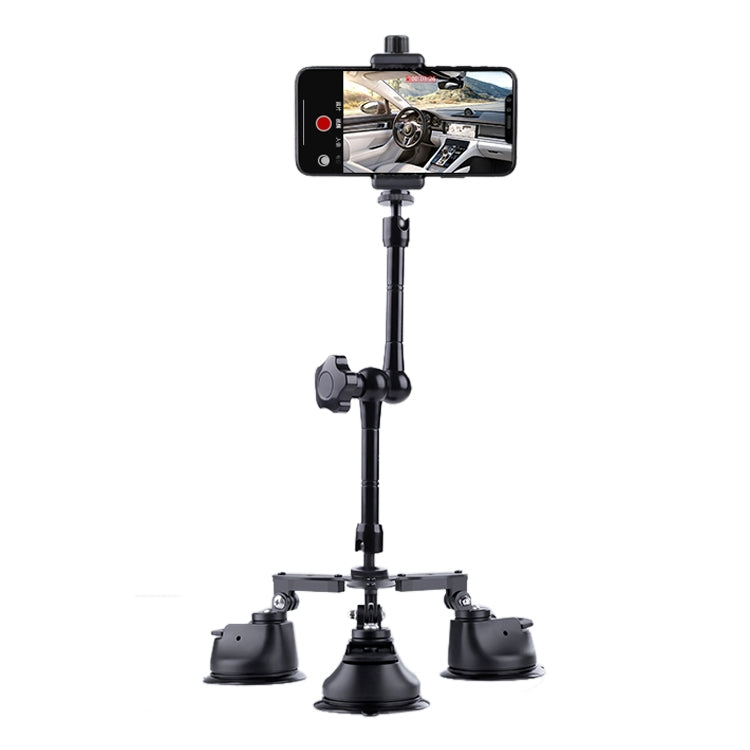 Soporte de abrazadera para teléfono con brazo mágico de fricción articulada con ventosa de tres patas, Tri-leg Suction Cup Magic Arm