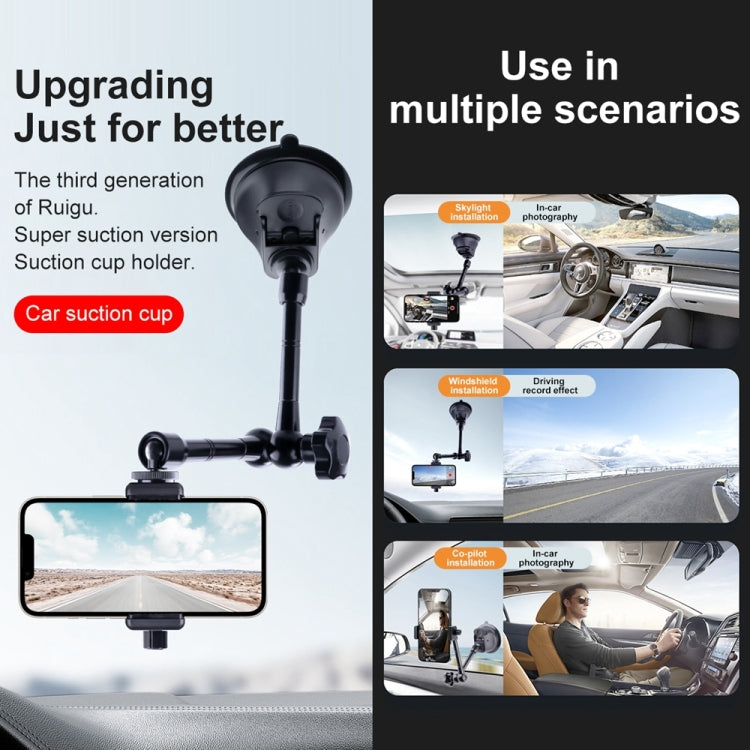 Soporte de abrazadera para teléfono con brazo mágico de fricción articulada con ventosa de tres patas, Tri-leg Suction Cup Magic Arm