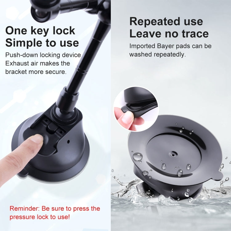 Soporte de abrazadera para teléfono con brazo mágico de fricción articulada con ventosa de tres patas, Tri-leg Suction Cup Magic Arm