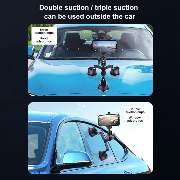 Soporte de abrazadera para teléfono con brazo mágico de fricción articulada con ventosa de tres patas, Tri-leg Suction Cup Magic Arm