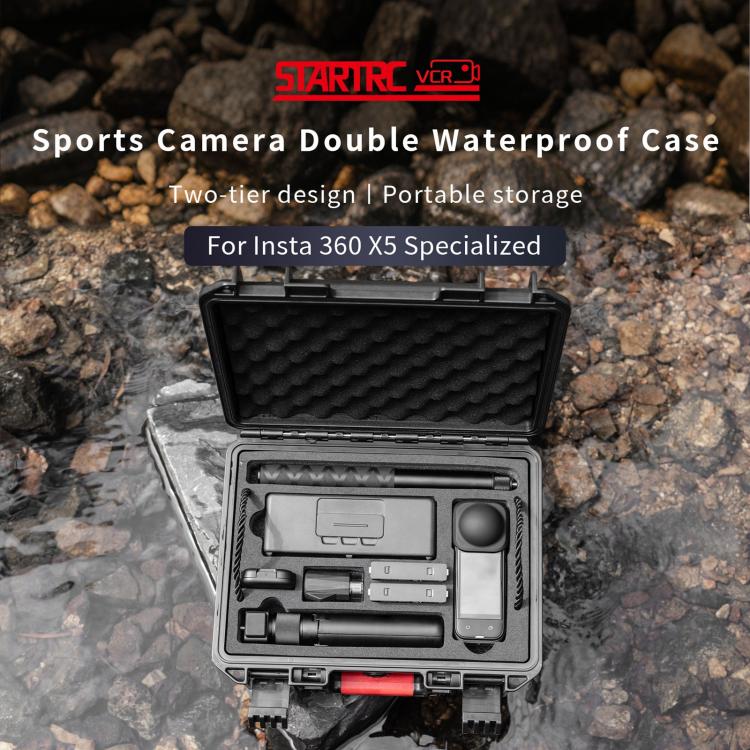Caja de almacenamiento tipo maleta impermeable de doble capa para Insta360 X5 STARTRC