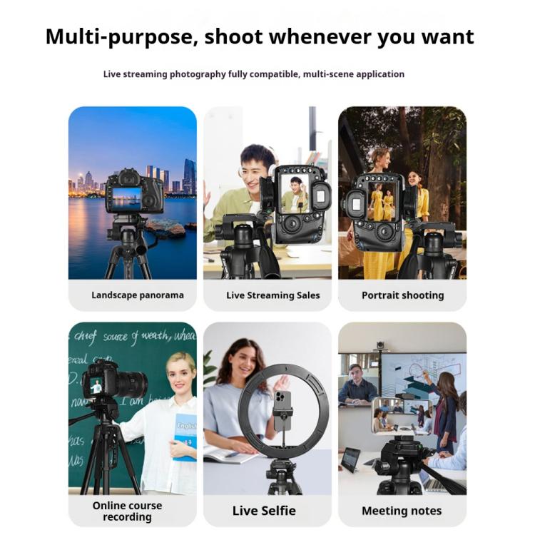 Soporte universal para trípode de selfies en directo de 360° con cabezal y abrazadera para teléfono., Selfie Live Tripod
