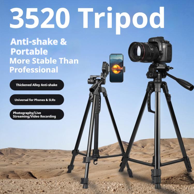 Soporte universal para trípode de selfie en directo 3520 con cabezal y abrazadera para teléfono., 3520 Tripod