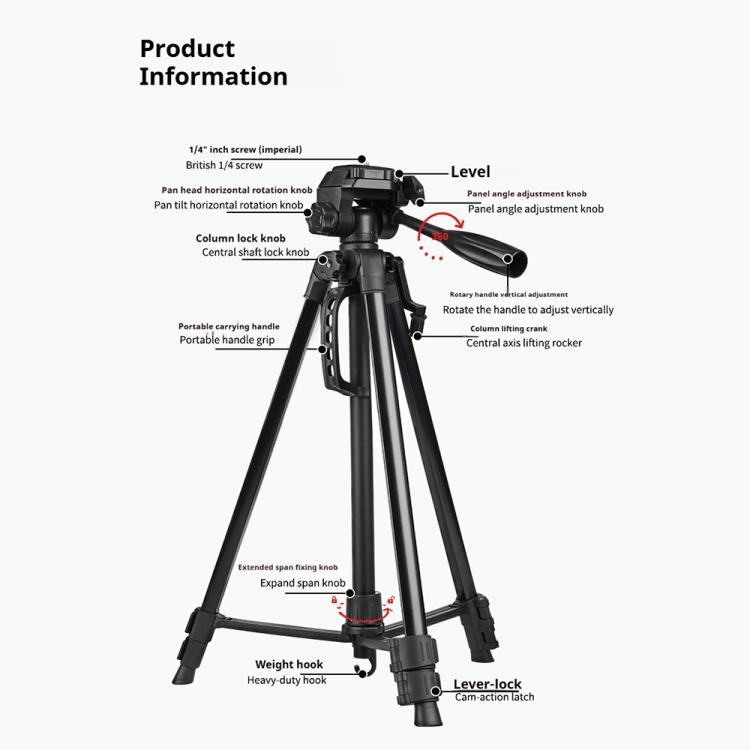 Soporte universal para trípode de selfie en directo 3520 con cabezal y abrazadera para teléfono., 3520 Tripod