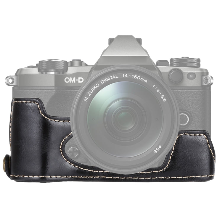 Base de media caja para cámara de cuero PU con rosca de 1/4 de pulgada para Olympus EM5 / EM5 Mark II, For Olympus EM5