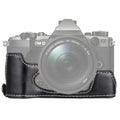 Base de media caja para cámara de cuero PU con rosca de 1/4 de pulgada para Olympus EM5 / EM5 Mark II, For Olympus EM5