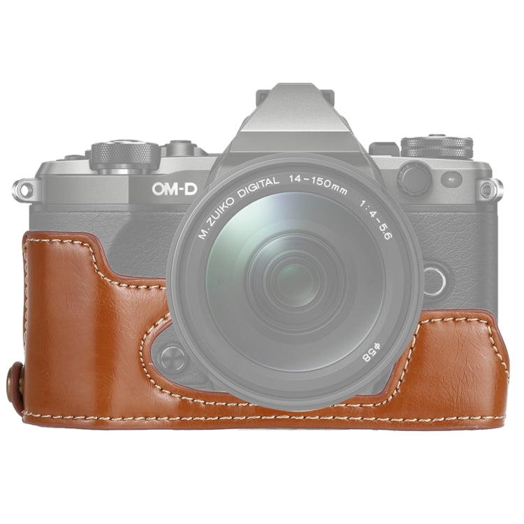 Base de media caja para cámara de cuero PU con rosca de 1/4 de pulgada para Olympus EM5 / EM5 Mark II, For Olympus EM5
