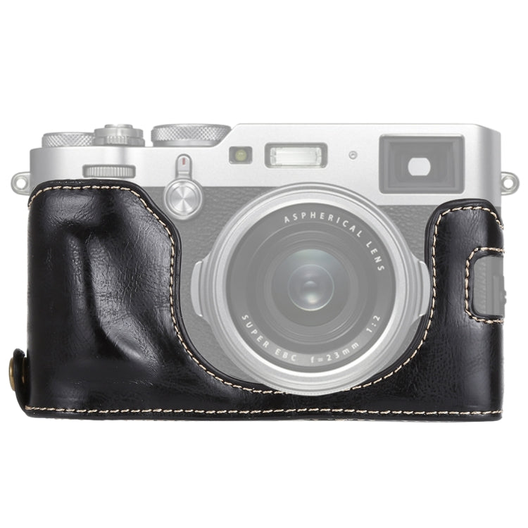 Base de media caja para cámara de cuero PU con rosca de 1/4 de pulgada para FUJIFILM X100F, For FUJIFILM X100F
