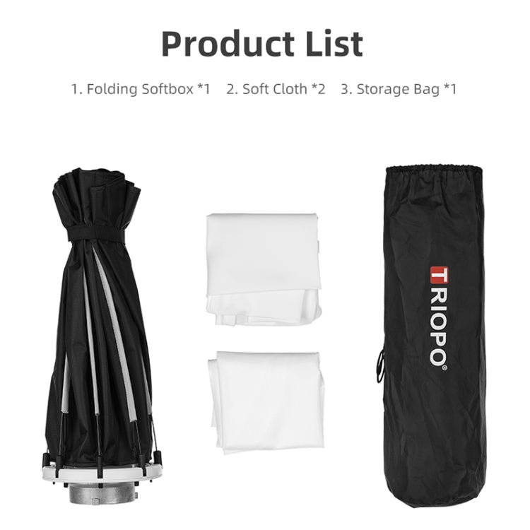 TRIOPO K65 65cm Speedlite Flash Octágono Softbox Parabólico Difusor de Montaje Bowens para Speedlite, K65
