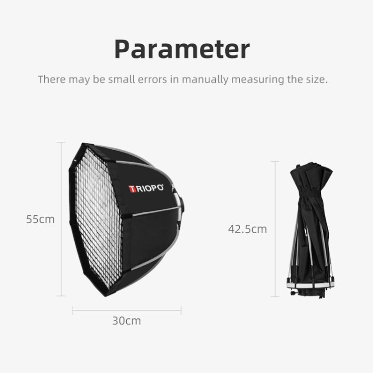 TRIOPO KS55 55cm Speedlite Flash Octagon Difusor parabólico Softbox con mango de montaje en soporte, KS55